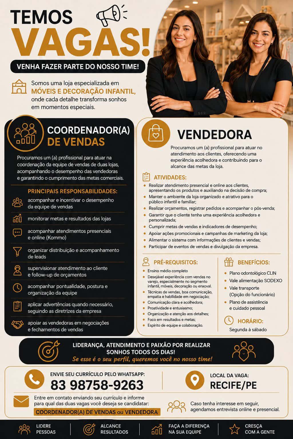 Coordenador(a) de Vendas / Vendedora  em Recife/PE