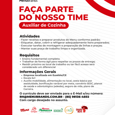 AUXILIAR DE COZINHA - EUSEBIO