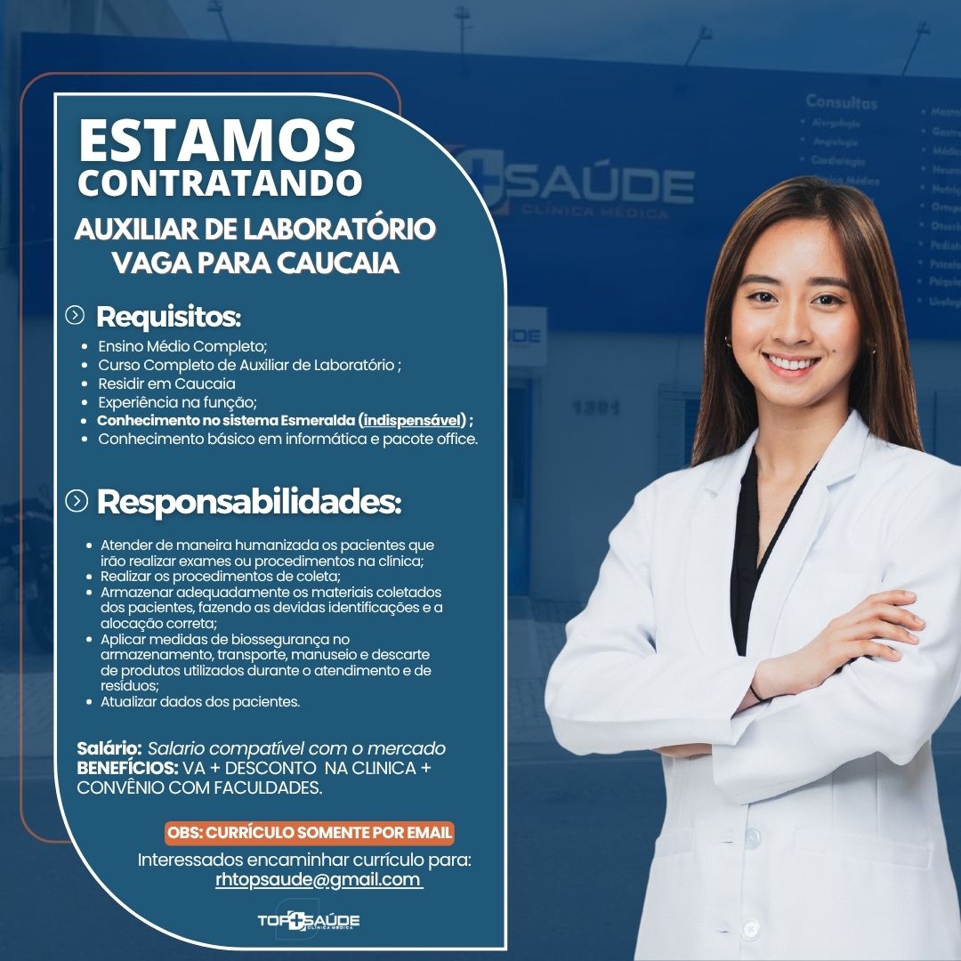 Vaga de Auxiliar de Laboratório – Caucaia