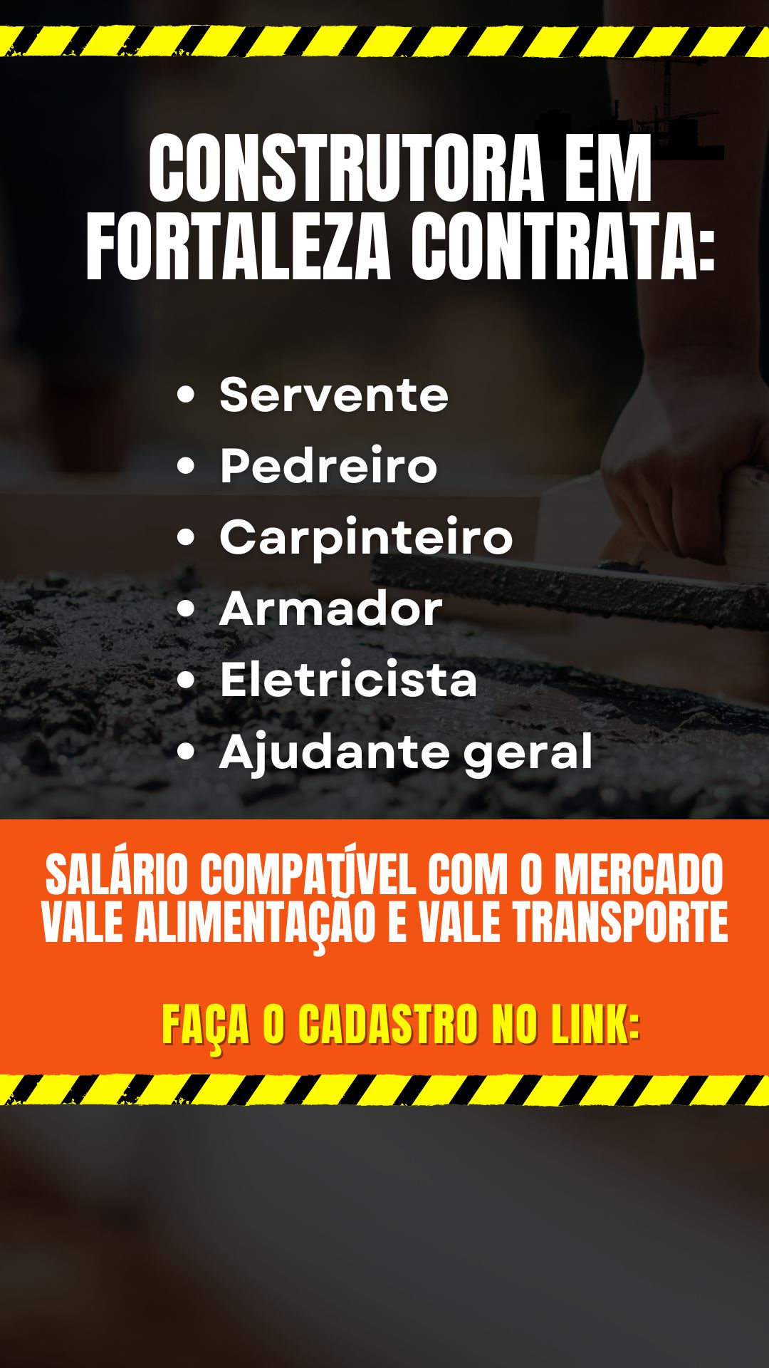 Vaga de Servente /  Pedreiro / Ajudante Geral
